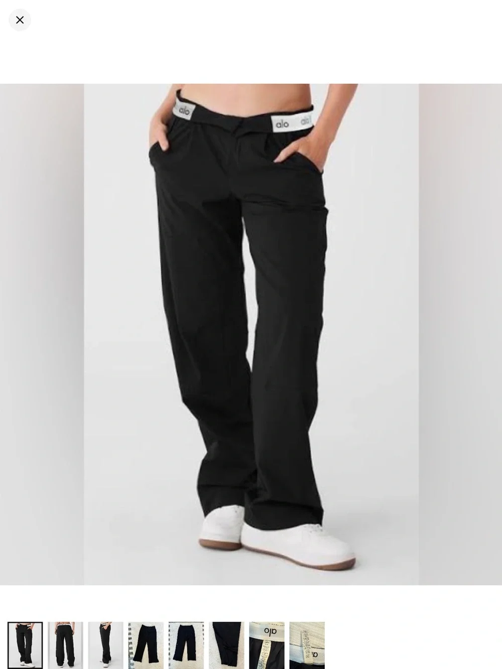 ALO Yoga Black Straight-Leg Joggers with Logo Waistband